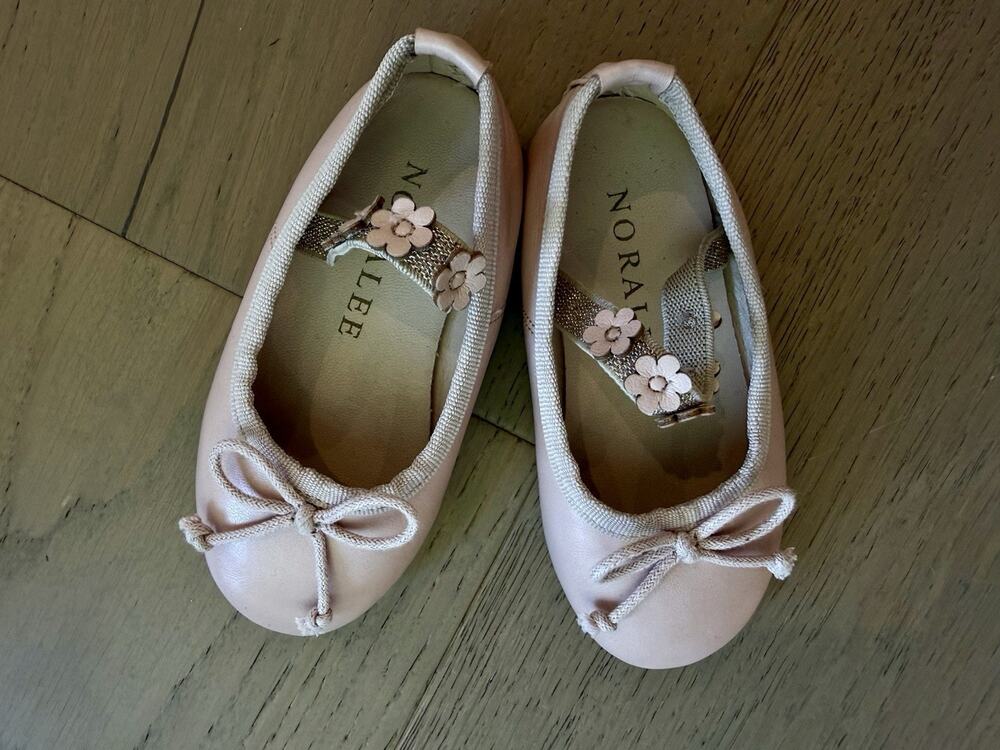 Noralee Girls Ballet Flats Pink Rose Floral Bow Size 5 Toddler